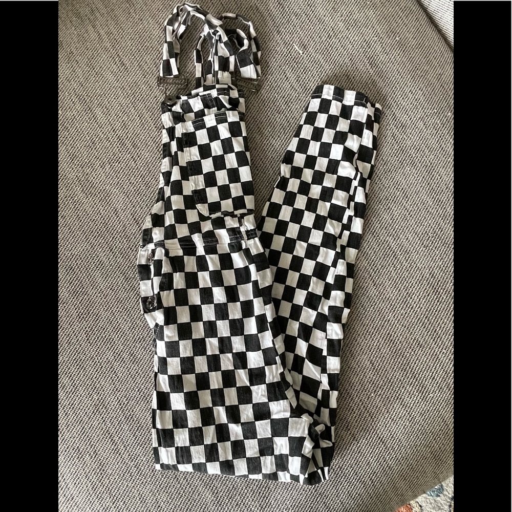 Checkered overalls